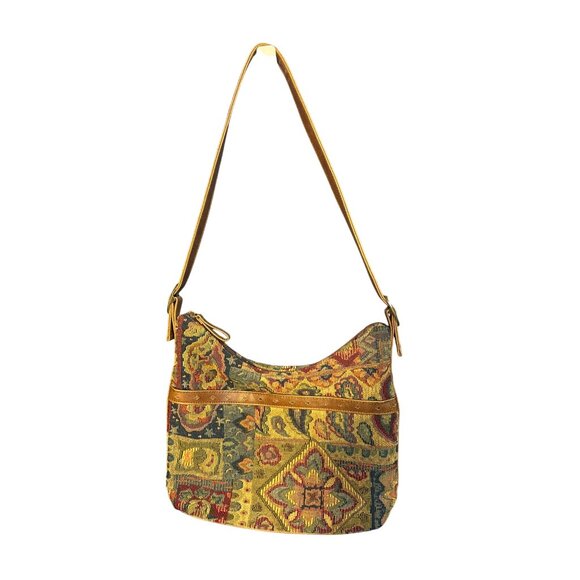 Vintage Dockers Tapestry Shoulder Bag With Leather Accents - Picture 1 of 6